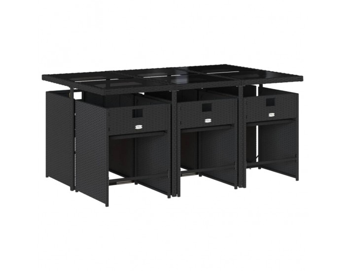Sonata Set mobilier de grădină cu perne, 7 piese, negru, poliratan