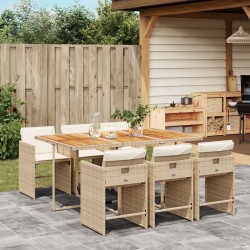 Sonata H Градински комплект с възглавници, 7 части, бежов полиратан - Seturi pentru exterior