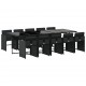 Sonata Set mobilier de exterior cu perne, 11 piese, negru, poliratan