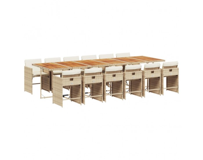 Sonata Set mobilier de grădină cu perne, 13 piese, bej, poliratan