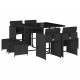 Sonata Set mobilier de grădină cu perne, 9 piese, negru, poliratan