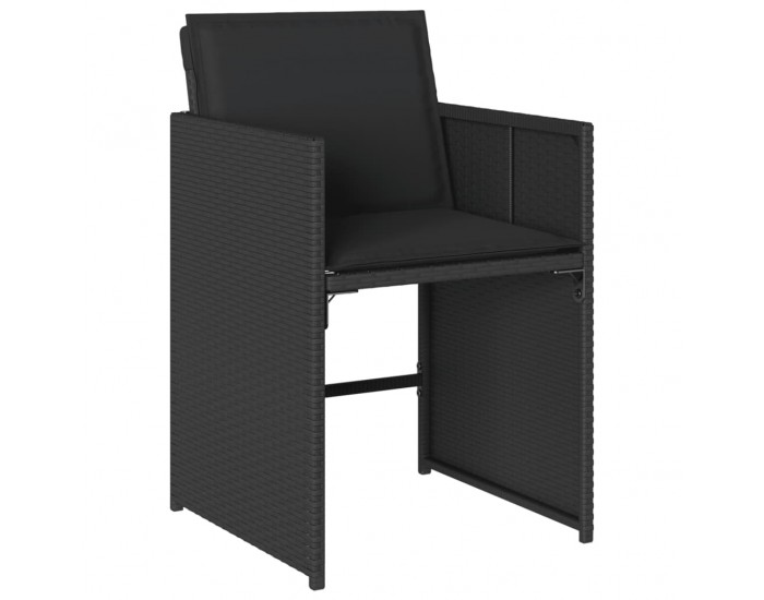 Sonata Set mobilier de exterior cu perne, 11 piese, negru, poliratan