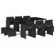 Sonata Set mobilier de exterior cu perne, 11 piese, negru, poliratan
