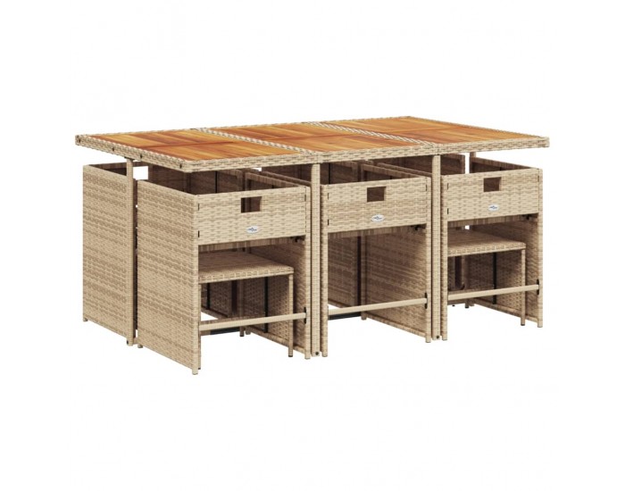 Sonata Set mobilier de grădină cu perne, 11 piese, bej, poliratan