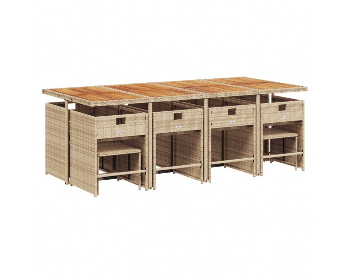 Sonata Set mobilier de grădină cu perne, 13 piese, bej, poliratan