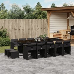 Sonata H Градински комплект с възглавници 15 части полиратан черен - Seturi pentru exterior
