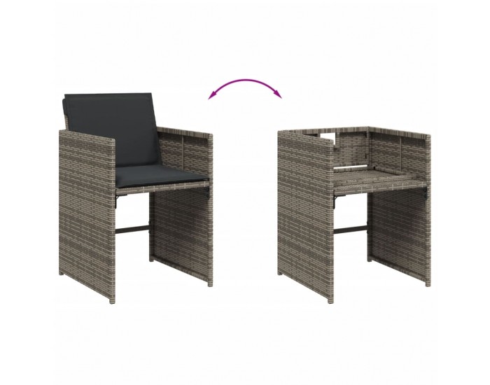 Sonata H Градински трапезен комплект 9 части с възглавници сив полиратан