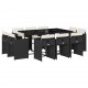 Sonata Set mobilier de exterior cu perne, 11 piese, negru, poliratan