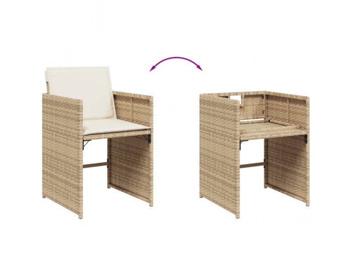 Sonata Set mobilier de grădină cu perne, 11 piese, bej, poliratan