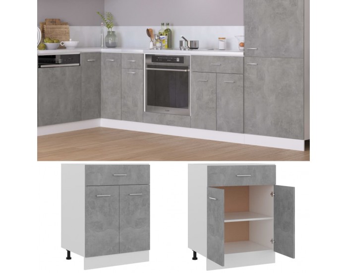 Sonata H Долен шкаф с чекмедже бетонно сив 60x46x81,5 см инженерно дърво