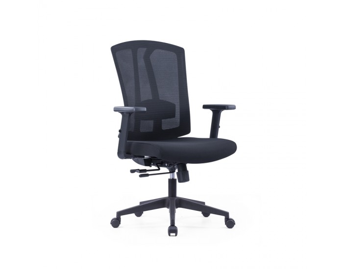 Ергономичен офис стол RFG Primo W, дамаска и меш, Multi-function механизъм, до 120 kg, черен