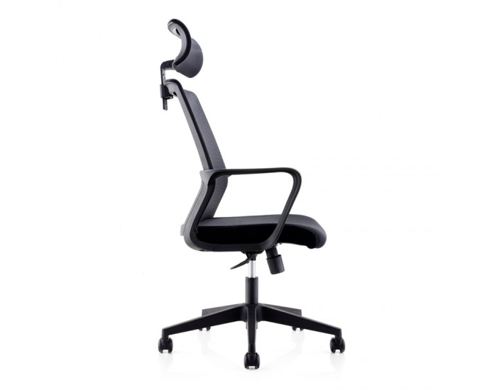 Директорски стол RFG Smart HB, дамаска и меш, Tilt механизъм, до 120 kg, черна седалка, черна облегалка