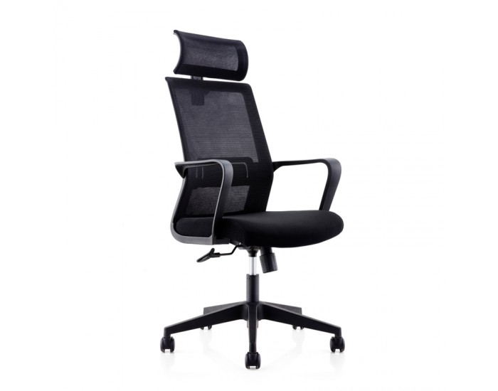 Директорски стол RFG Smart HB, дамаска и меш, Tilt механизъм, до 120 kg, черна седалка, черна облегалка