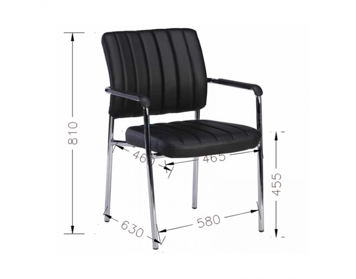Посетителски стол RFG Glos M, екокожа, метална основа, до 120 kg, черен