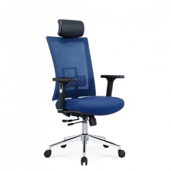 Ергономичен стол RFG Luxe Chrome HB, дамаска и меш, Multi-function механизъм, до 120 kg, син - Scaune de birou