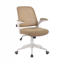 Офис стол RFG Pretty White W, дамаска и меш, Tilt механизъм, до 120 kg, бежов - Scaune de birou