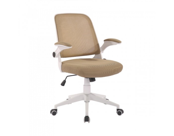 Офис стол RFG Pretty White W, дамаска и меш, Tilt механизъм, до 120 kg, бежов