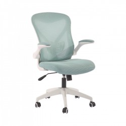 Офис стол RFG Jolly White W, дамаска и меш, Tilt механизъм, до 120 kg, синьо-зелен - Scaune de birou