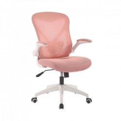 Офис стол RFG Jolly White W, дамаска и меш, Tilt механизъм, до 120 kg, розов - Scaune de birou