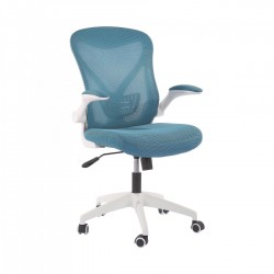 Офис стол RFG Jolly White W, дамаска и меш, Tilt механизъм, до 120 kg, син - Scaune de birou