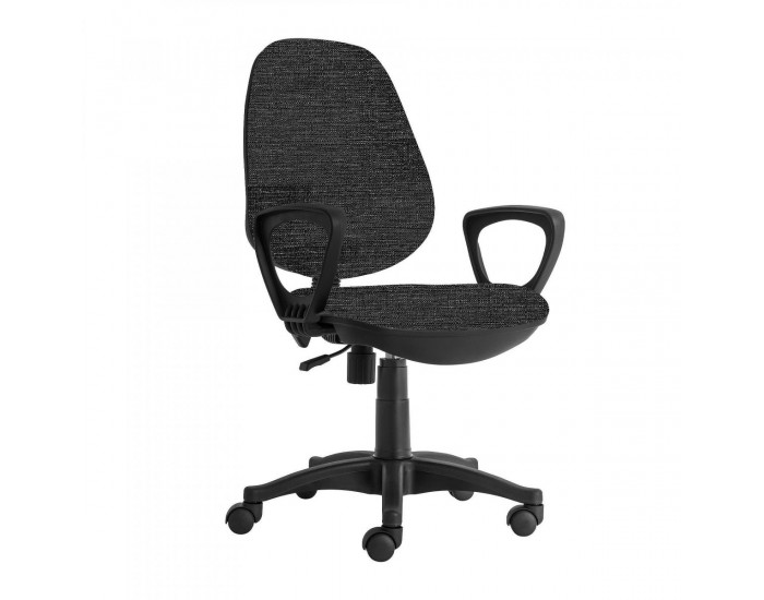 Ергономичен стол RFG Presto Black, текстил, до 130 kg, сив меланж