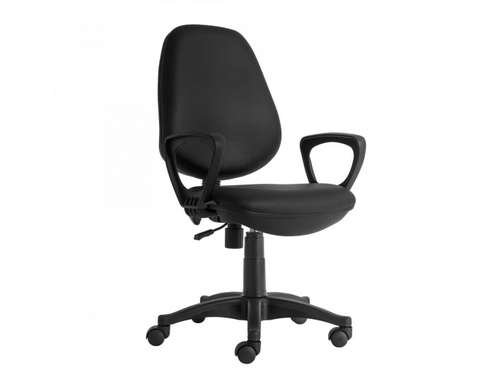 Ергономичен стол RFG Presto Black, екокожа, до 130 kg, черен