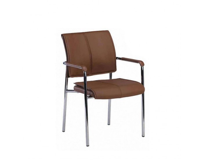 Посетителски стол RFG Flash M, екокожа, метална основа, до 120 kg, кафяв