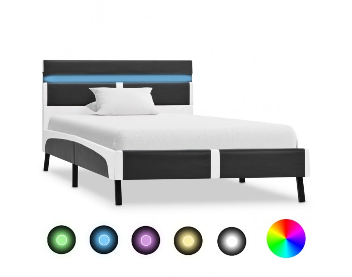 Sonata H Рамка за легло с LED, сива, изкуствена кожа, 90x200 cм