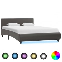 Sonata H Рамка за легло с LED, сива, изкуствена кожа, 120x200 cм - Paturi