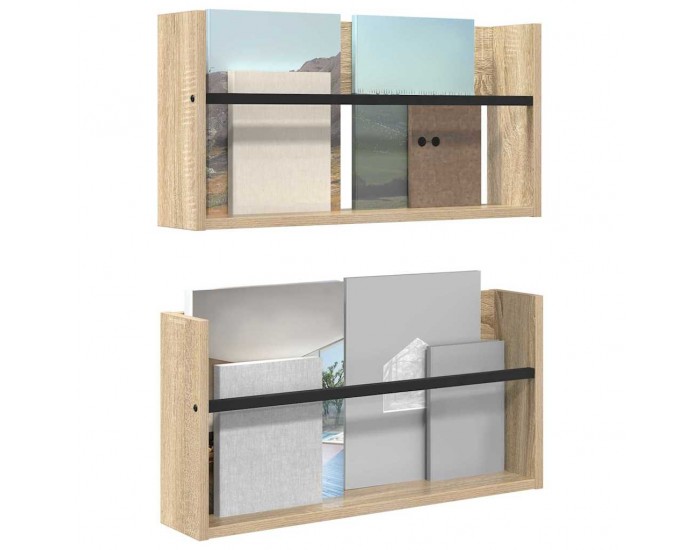 Sonata H Етажерка за списания с рафт 2 pcs Сонома дъб 60 x 12 x 30 см