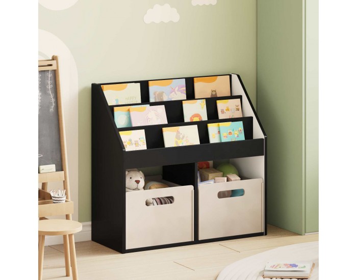 Sonata H Детска рафт за книги Черно 72,5 x 29,5 x 69 см Инженерно дърво