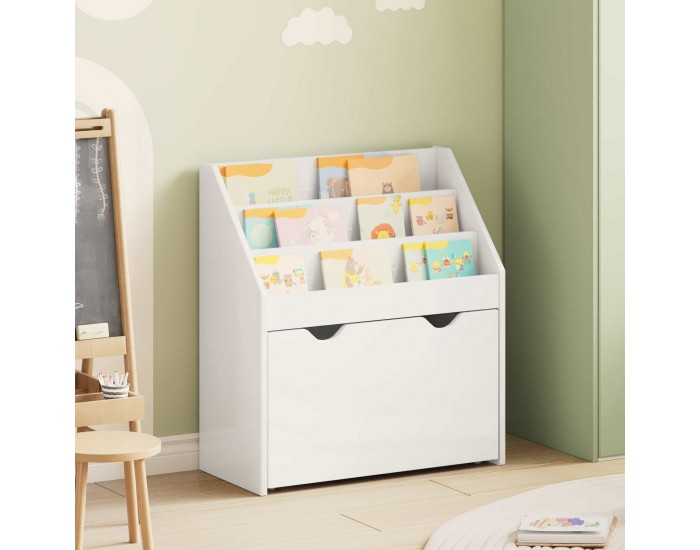 Sonata H Детска рафт за книги с чекмедже Лъскаво бяло 60 x 29,5 x 69 см