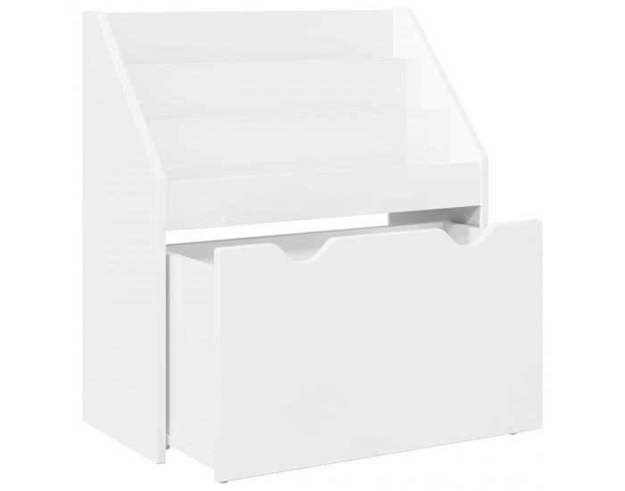 Sonata H Детска рафт за книги с чекмедже Лъскаво бяло 60 x 29,5 x 69 см