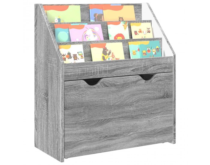 Sonata H Детска рафт за книги с чекмедже Сив Сонома 60 x 29,5 x 69 см
