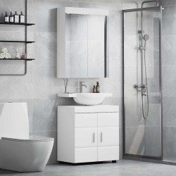 Sonata H Комплект мебели за баня с рафт TULUM Бяло Инженерно дърво - Dulapuri de baie
