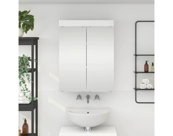 Sonata H Шкаф с огледало за баня TULUM Лъскаво бяло 60 x 16,5 x 78 см