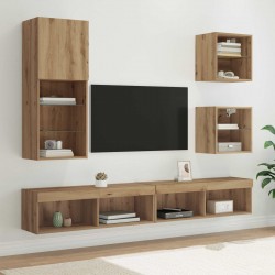 Sonata H ТВ стенни единици с LED 5 pcs Дъб Инженерно дърво - Corpuri, vitrine, biblioteci modulare