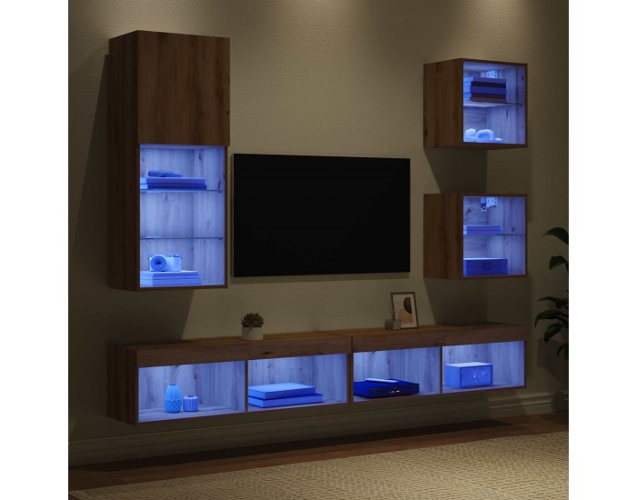 Sonata H ТВ стенни единици с LED 5 pcs Дъб Инженерно дърво