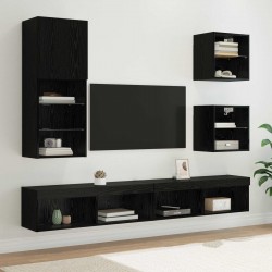 Sonata H ТВ стенни единици с LED 5 pcs Черния дъб Инженерно дърво - Corpuri, vitrine, biblioteci modulare