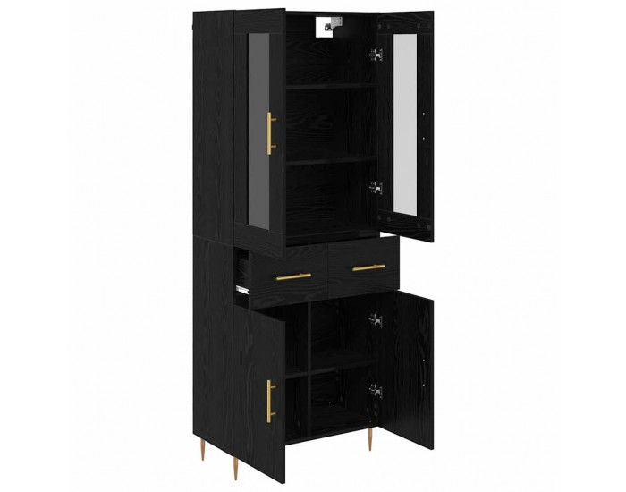Sonata H Висок шкаф с чекмедже 2 pcs Черния дъб Инженерно дърво