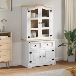Sonata H Служебен шкаф Бяло 100 x 48,5 x 179 см Солидно борово дърво - Corpuri, vitrine, biblioteci modulare