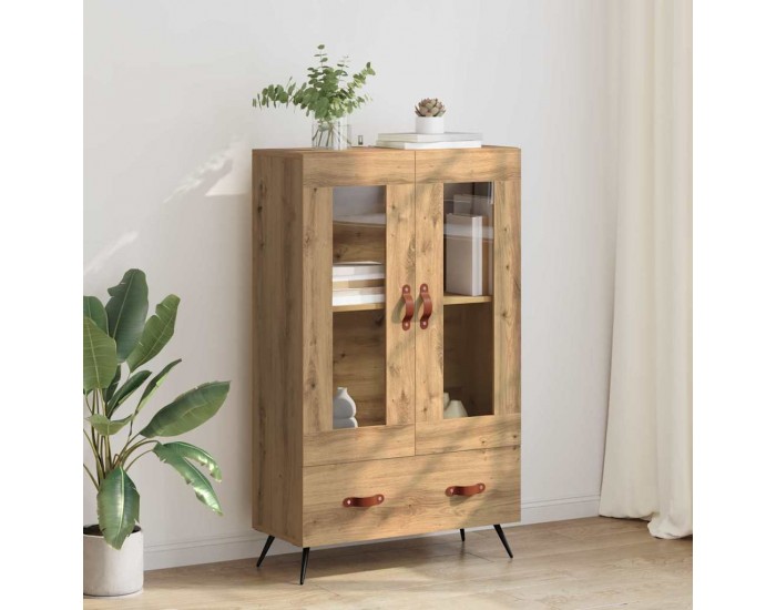 Sonata H Висок шкаф Дъб 69,5 x 31 x 115 см Инженерна дървесина и стъкло