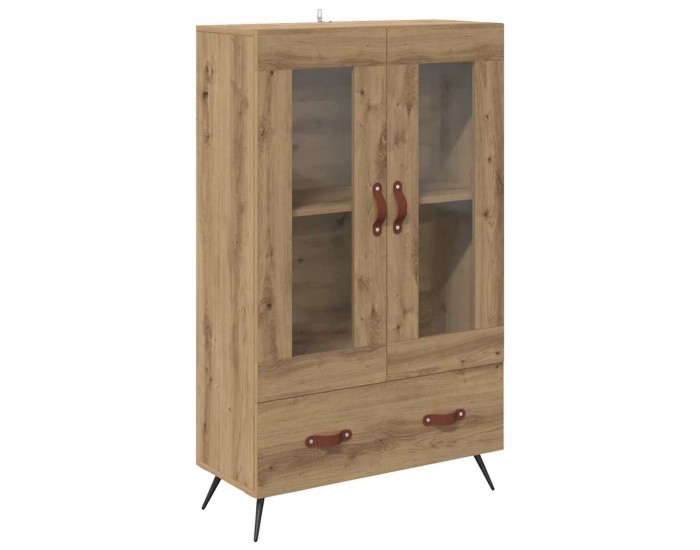 Sonata H Висок шкаф Дъб 69,5 x 31 x 115 см Инженерна дървесина и стъкло