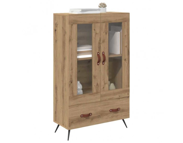 Sonata H Висок шкаф Дъб 69,5 x 31 x 115 см Инженерна дървесина и стъкло
