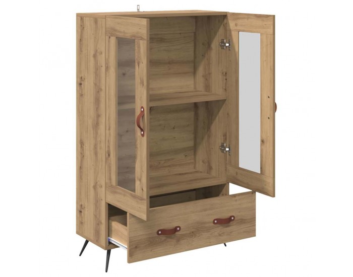 Sonata H Висок шкаф Дъб 69,5 x 31 x 115 см Инженерна дървесина и стъкло