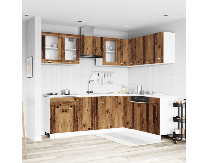Sonata H Комплект кухненски шкафове, 11 части, Lyon, старо дърво, инженерно дърво