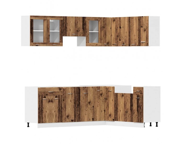 Sonata H Комплект кухненски шкафове, 11 части, Lyon, старо дърво, инженерно дърво
