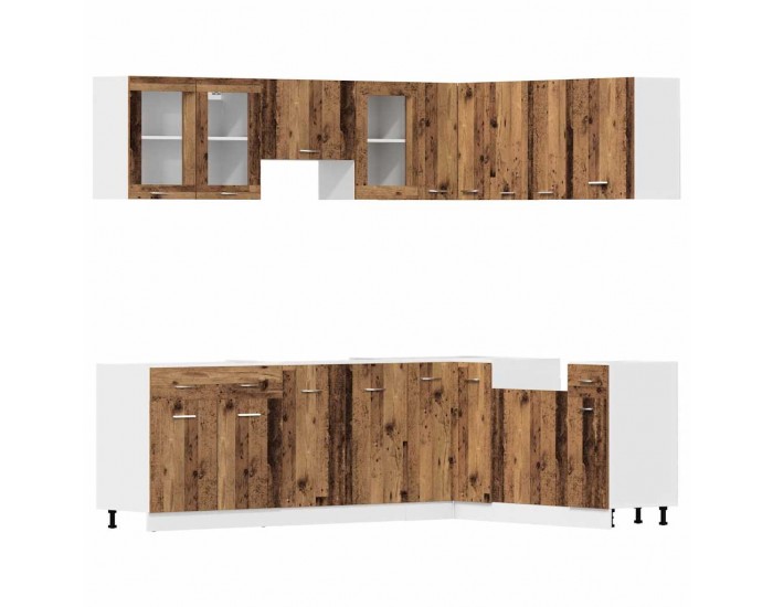 Sonata H Комплект кухненски шкафове, 11 части, Lyon, старо дърво, инженерно дърво