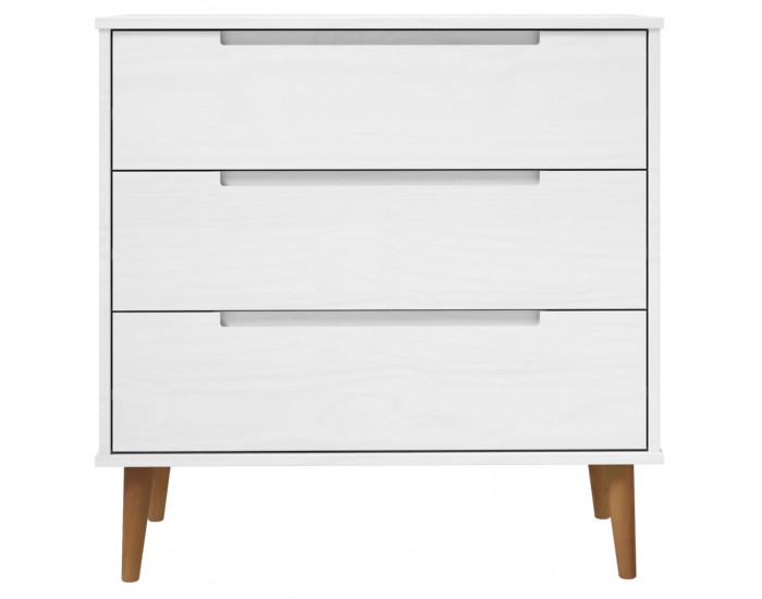 Sonata H Шкаф с чекмеджета MOLDE, бял, 113x40x80 см, борово дърво масив