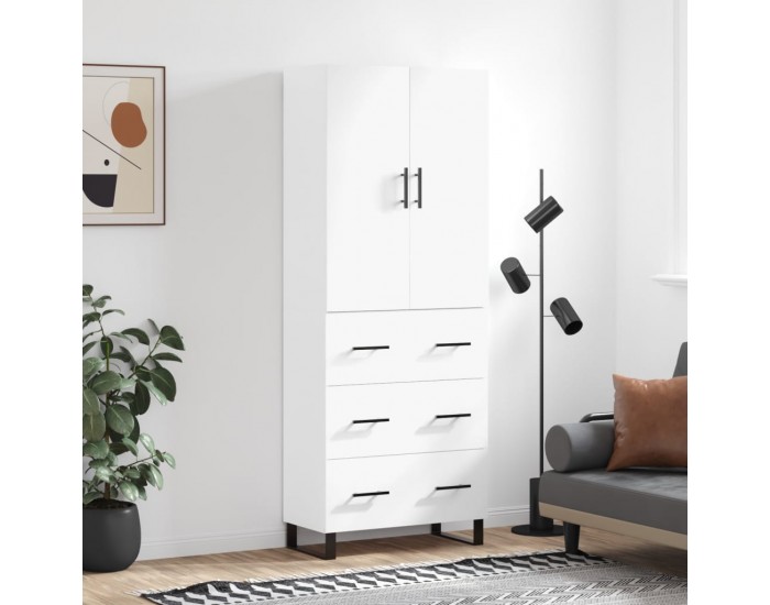 Sonata H Висок шкаф, бял, 69,5x34x180 см, инженерно дърво